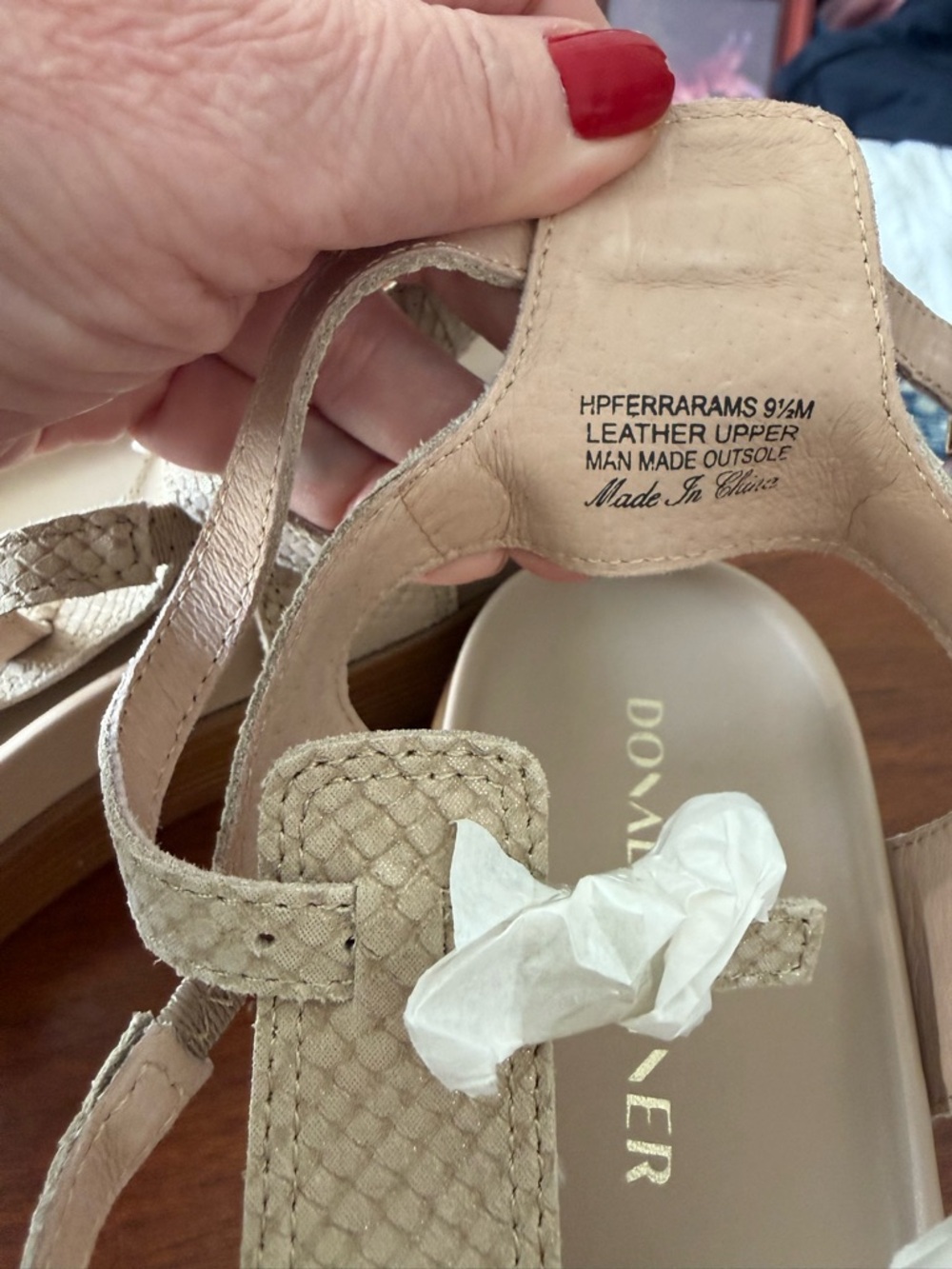 Donald J. Pliner Taupe Textured Strappy Gladiator Sandals - Picture 4 of 5
